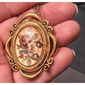 Vintage Corday Perfume Necklace Roses Solid Perfume
